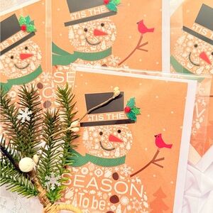 Snowman Holiday Cards - Orange and Green
